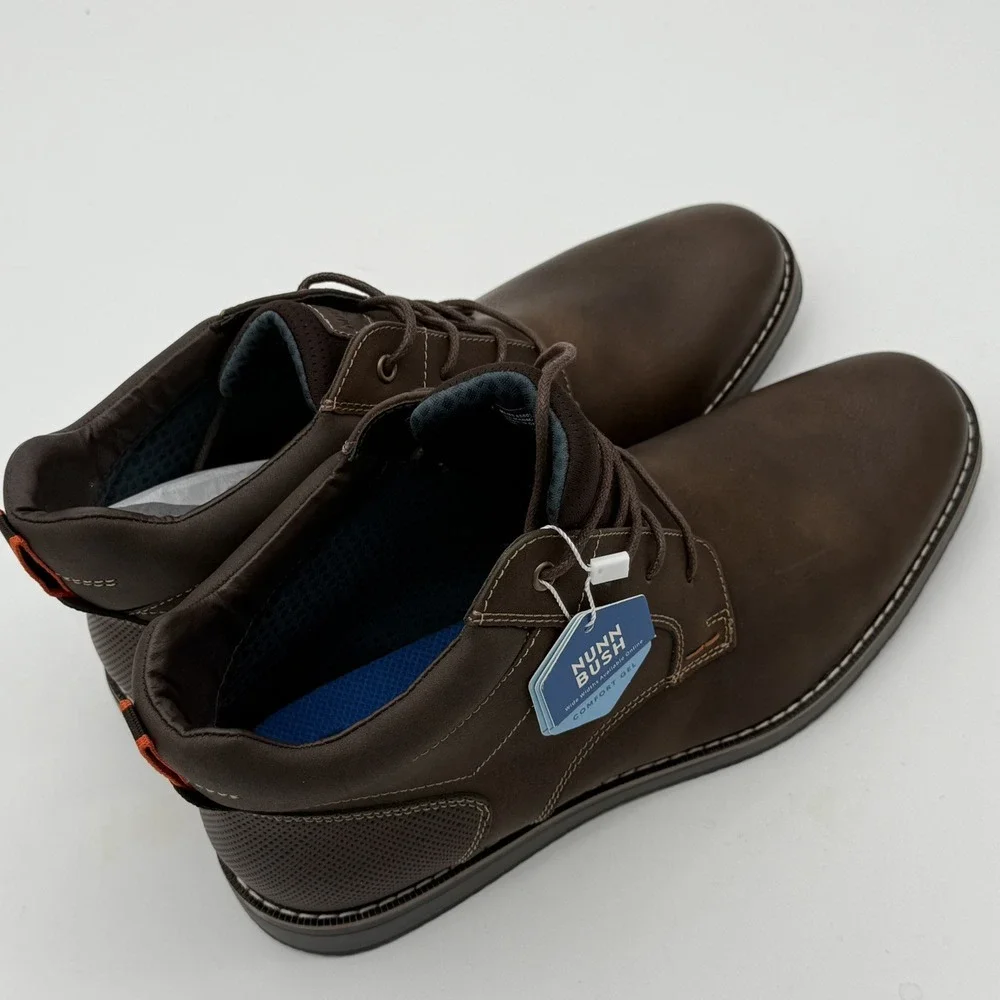 Nunn Bush Circuit DC Plain Toe Chukka Brown Boot Men 10.5 Softgel Heel Pod NIB